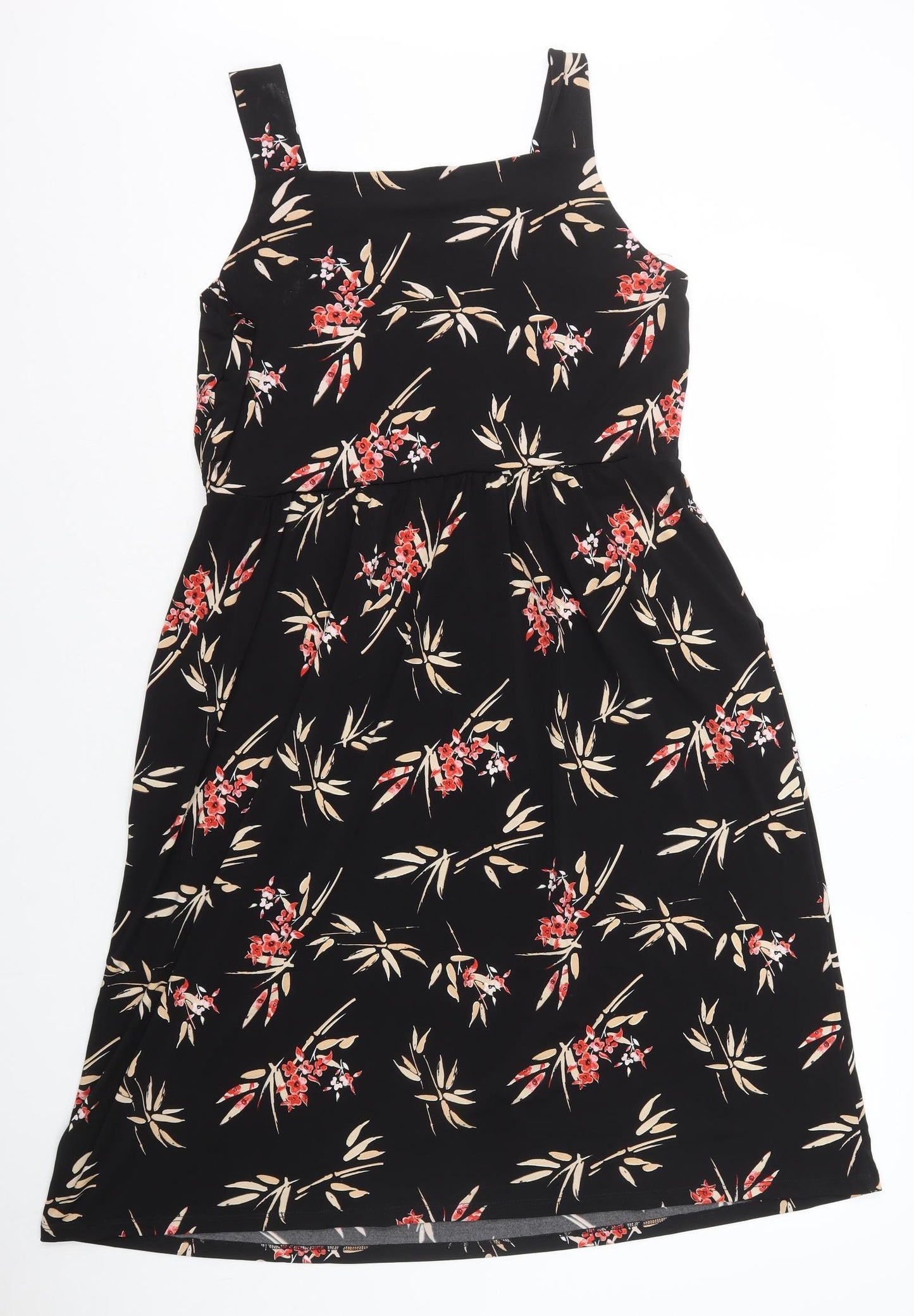 Kim&Co Womens Black Geometric Polyester A-Line Size XL V-Neck Pullover