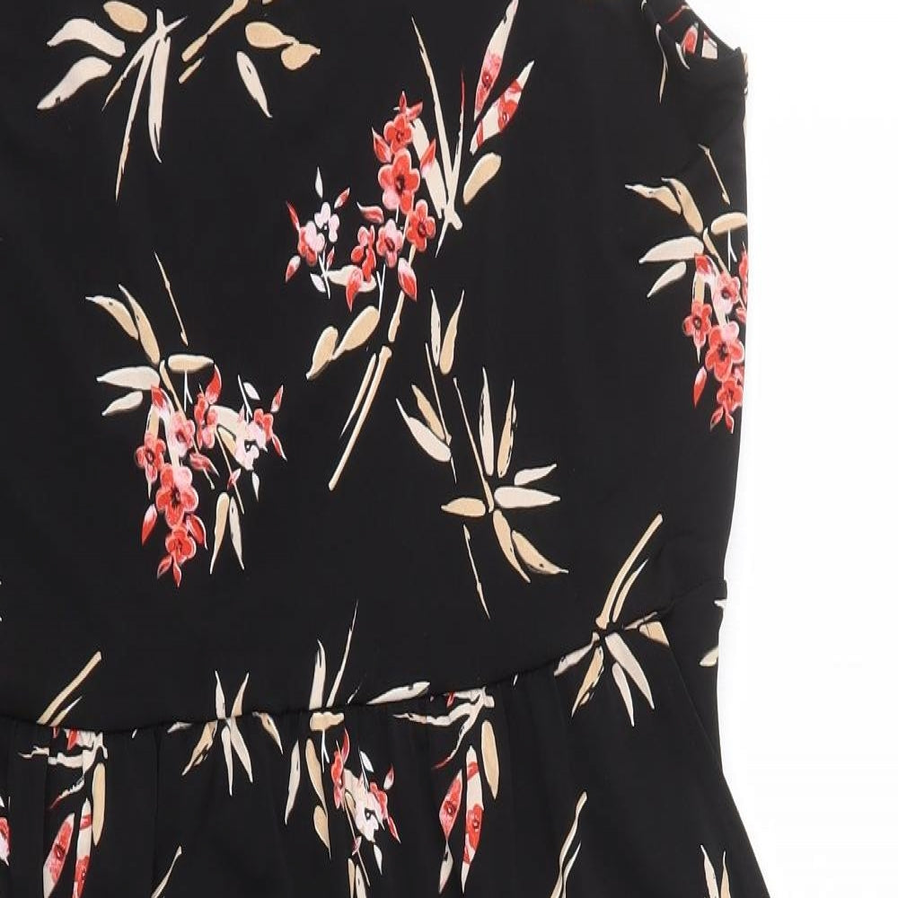 Kim&Co Womens Black Geometric Polyester A-Line Size XL V-Neck Pullover