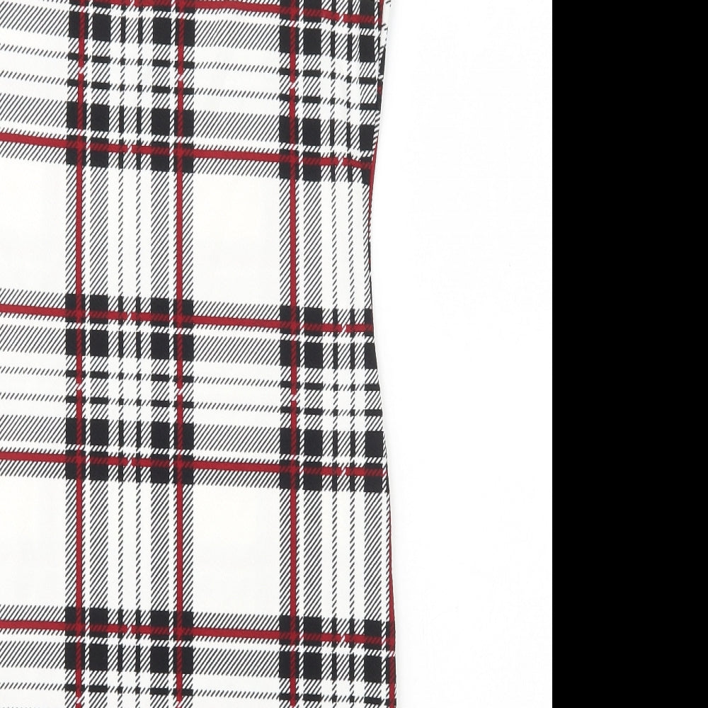 SheIn Womens Multicoloured Plaid Polyester Bodycon Size M Square Neck Pullover