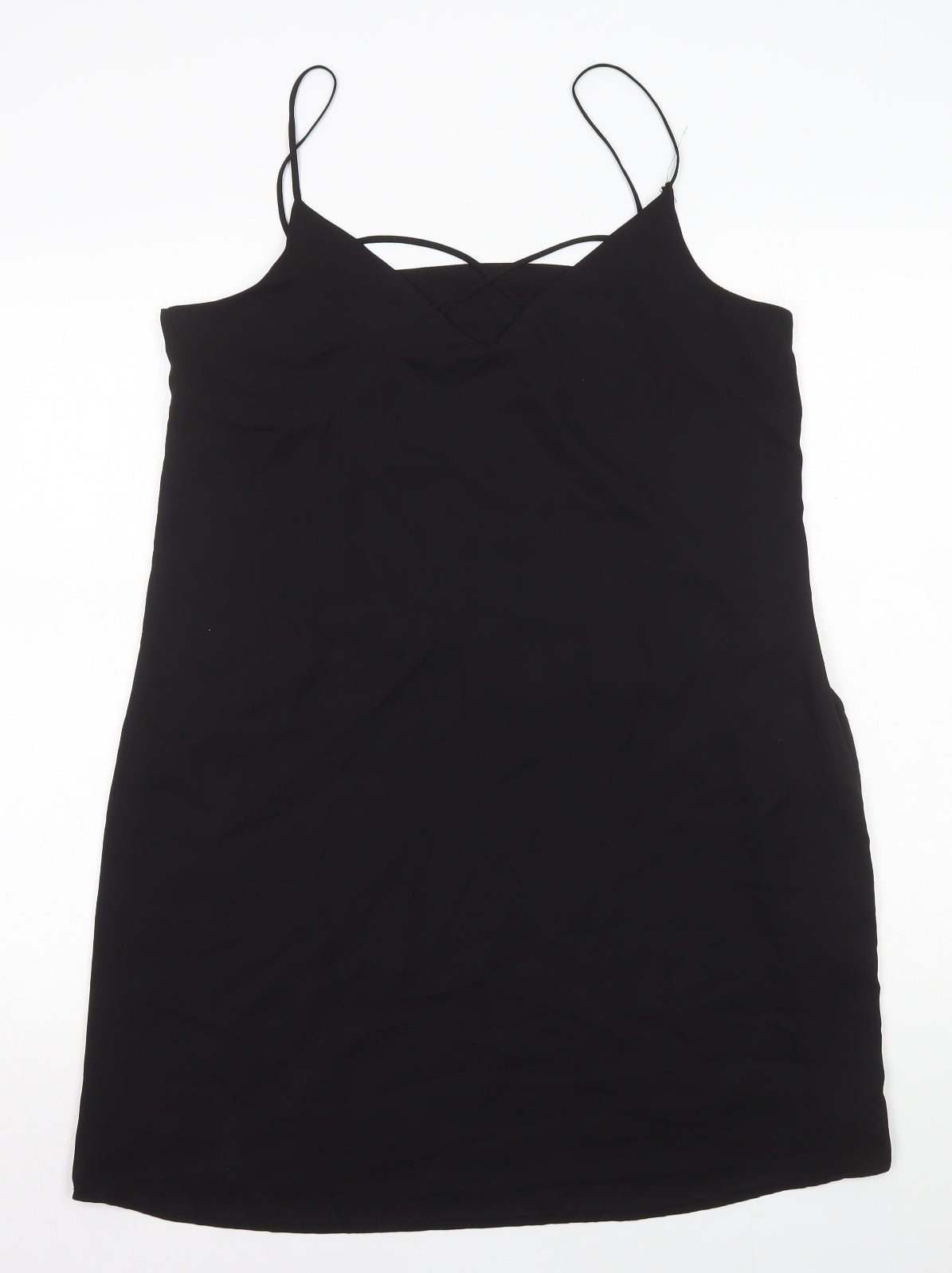 Pimkie Womens Black Polyester Slip Dress Size L V-Neck Pullover