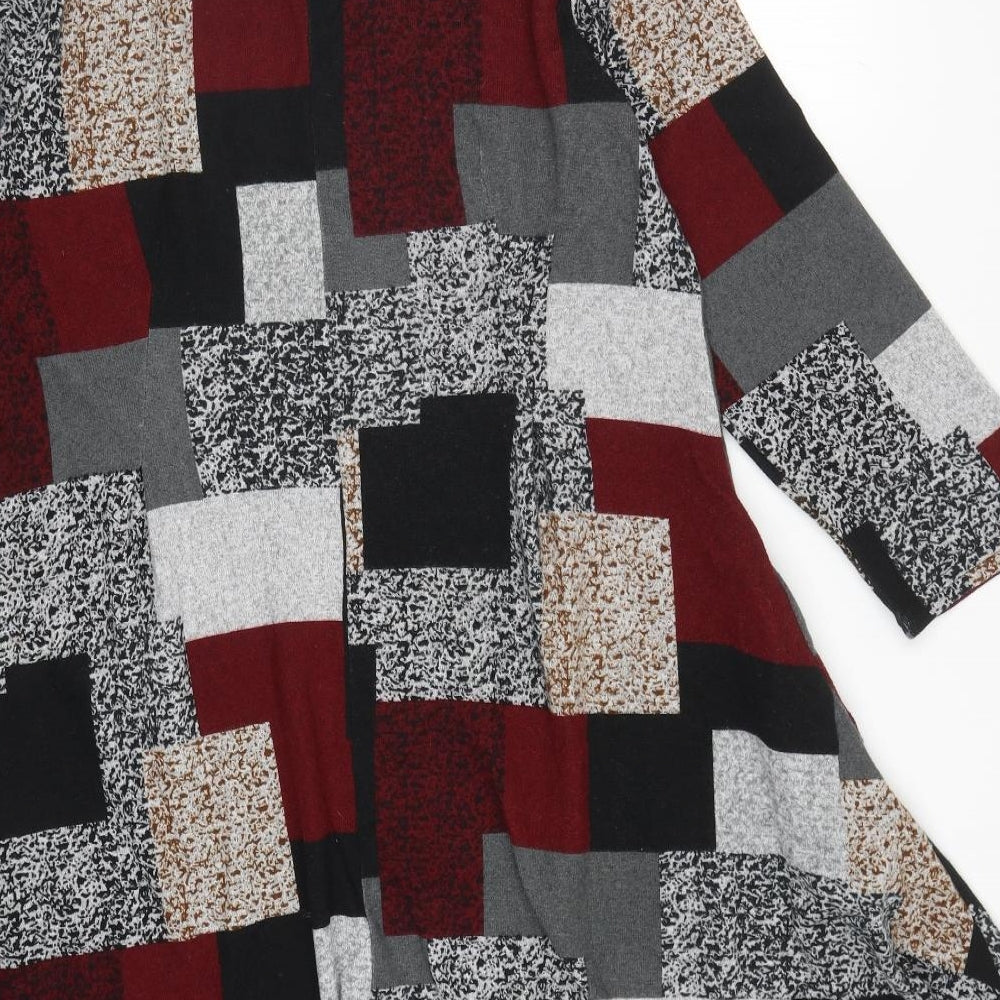 Stella Morgan Womens Multicoloured Geometric Polyester Jumper Dress Size 16 Boat Neck Pullover