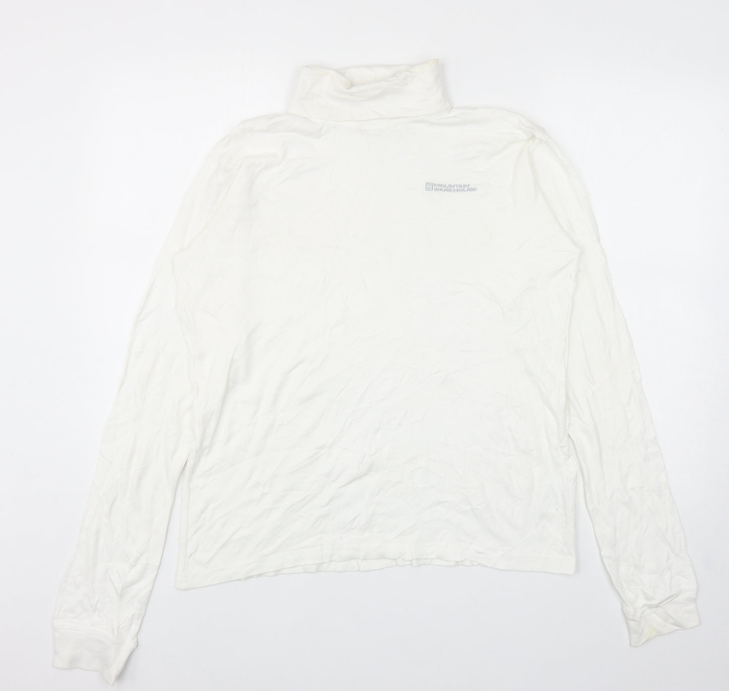 Mountain Warehouse Mens White Cotton T-Shirt Size S Roll Neck