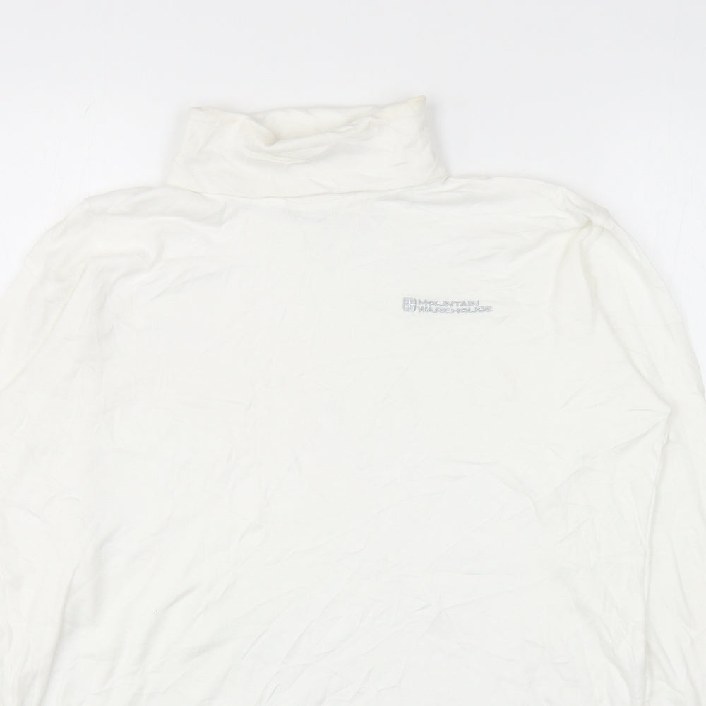 Mountain Warehouse Mens White Cotton T-Shirt Size S Roll Neck