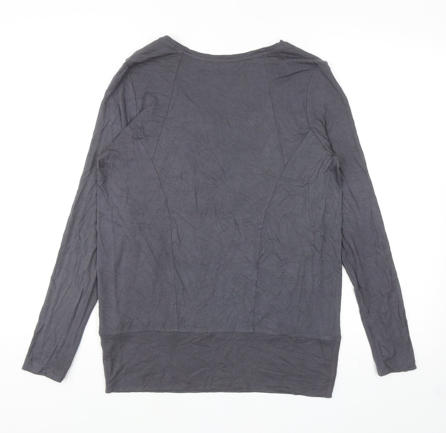 Mint Velvet Womens Grey Viscose Basic T-Shirt Size 12 Scoop Neck