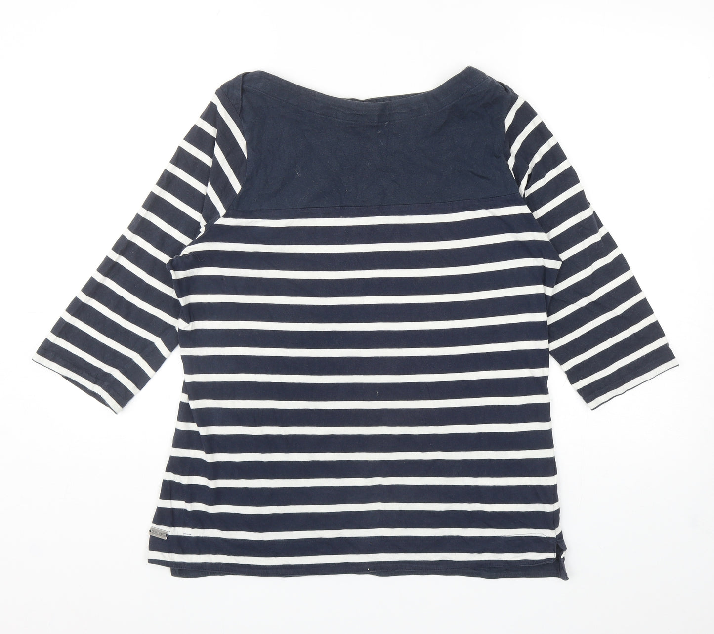 Regatta Womens Blue Striped Cotton Basic T-Shirt Size 16 Boat Neck