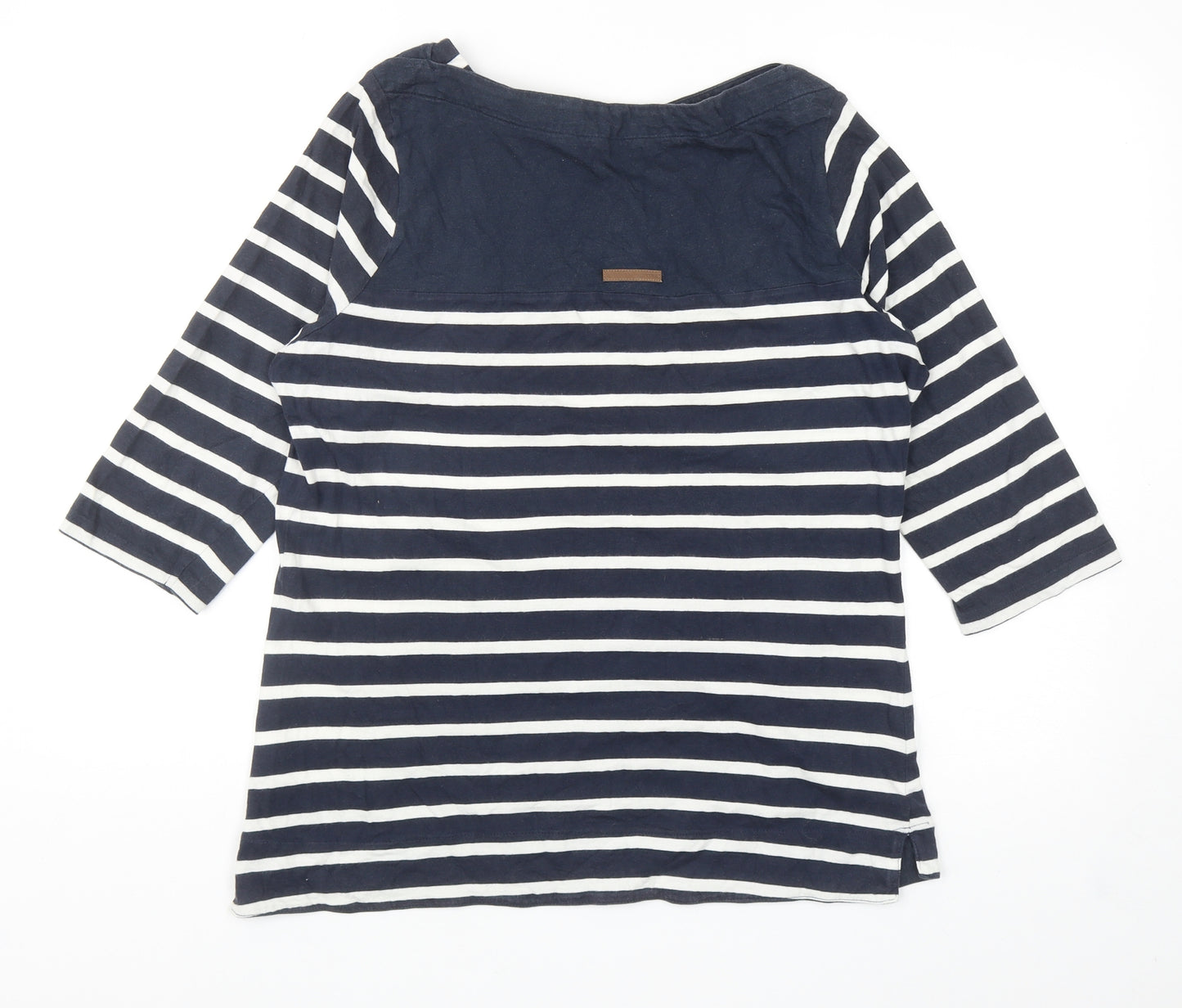 Regatta Womens Blue Striped Cotton Basic T-Shirt Size 16 Boat Neck