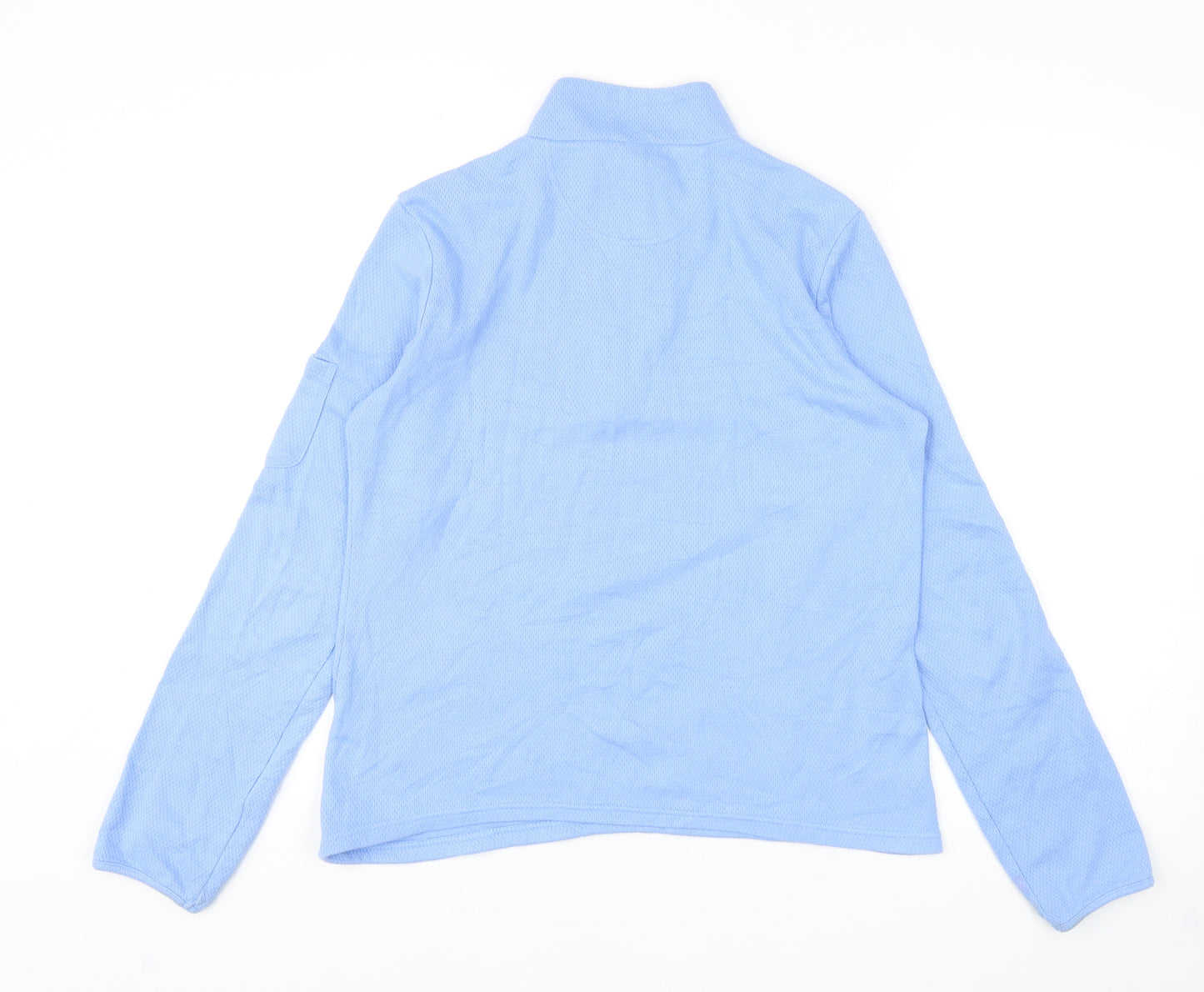 Gap Womens Blue Cotton Pullover Casual Size M High Neck Zip - Thumb Holes