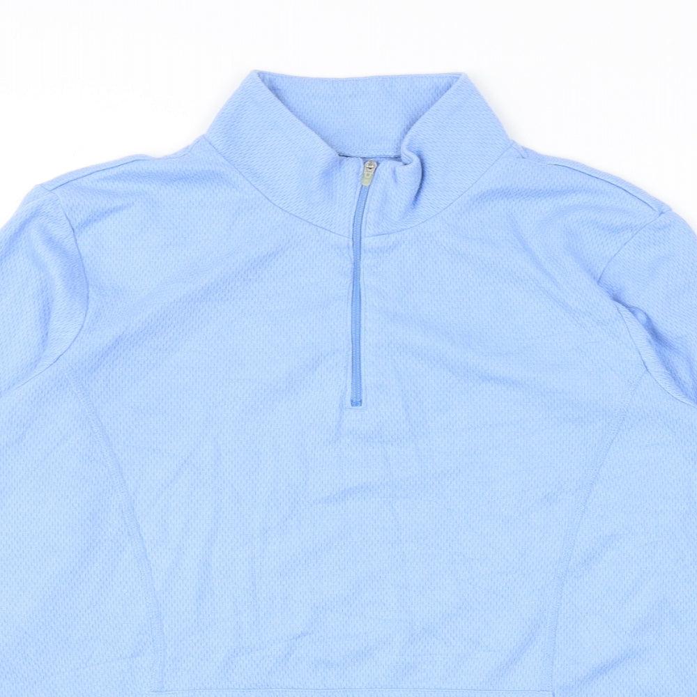 Gap Womens Blue Cotton Pullover Casual Size M High Neck Zip - Thumb Holes