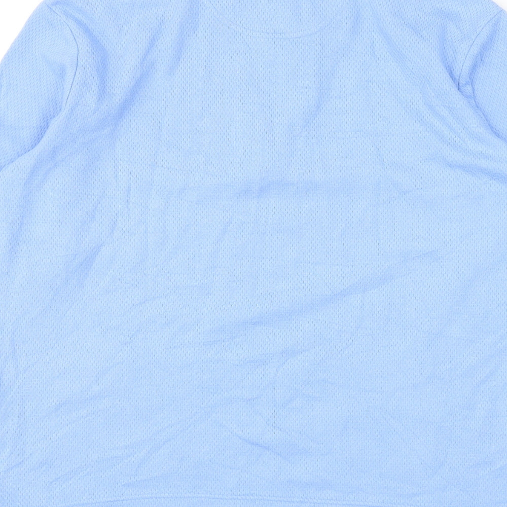 Gap Womens Blue Cotton Pullover Casual Size M High Neck Zip - Thumb Holes
