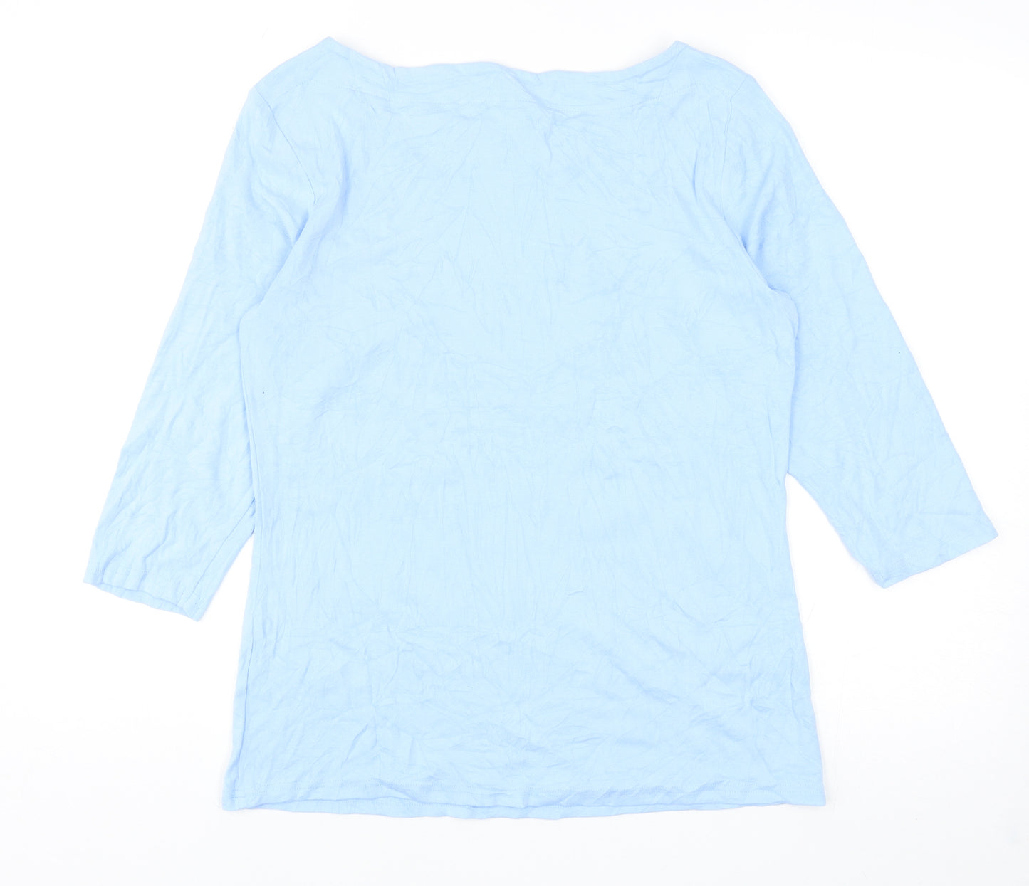 Nutmeg Womens Blue Cotton Basic T-Shirt Size 16 Boat Neck