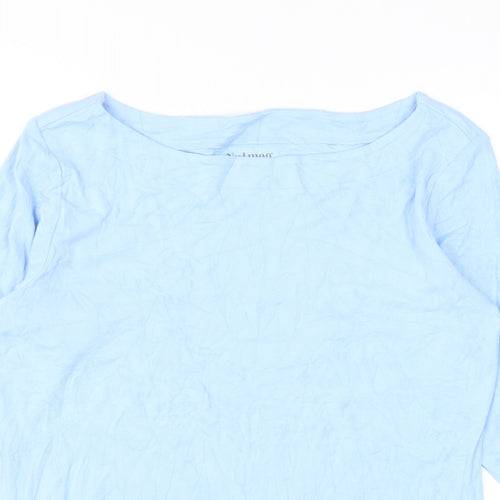 Nutmeg Womens Blue Cotton Basic T-Shirt Size 16 Boat Neck