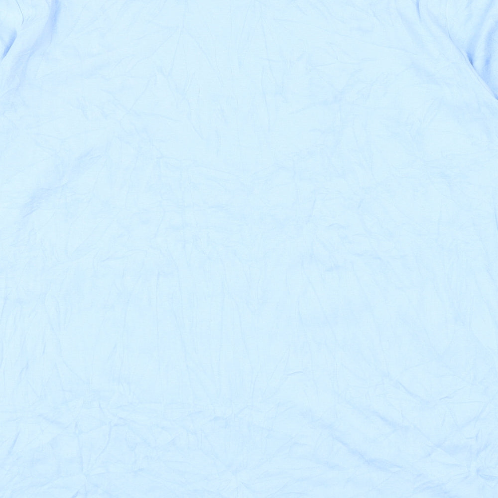 Nutmeg Womens Blue Cotton Basic T-Shirt Size 16 Boat Neck