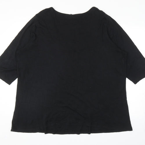 Preworn Womens Black Cotton Basic T-Shirt Size 26 Scoop Neck - Embellished Neckline