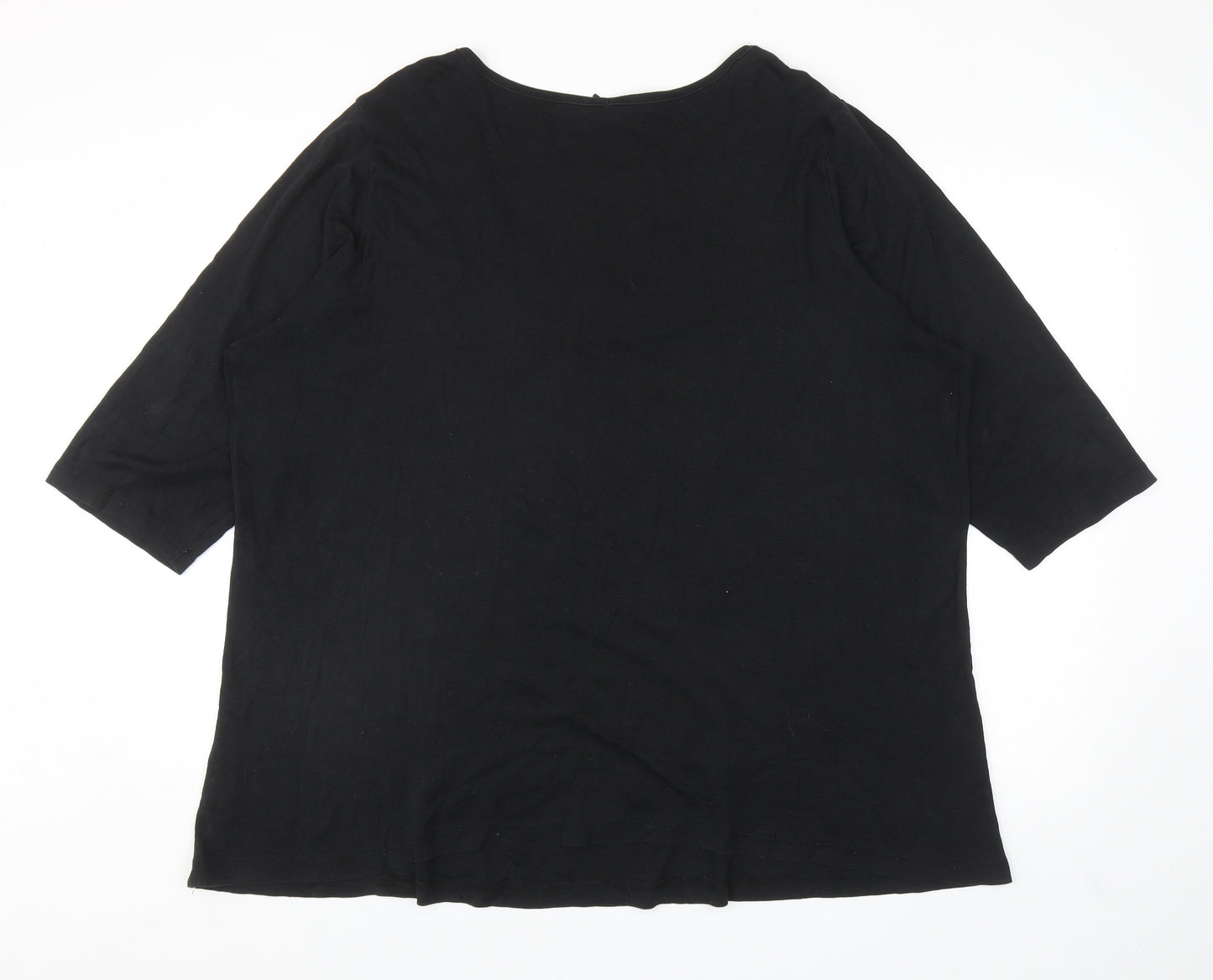 Preworn Womens Black Cotton Basic T-Shirt Size 26 Scoop Neck - Embellished Neckline
