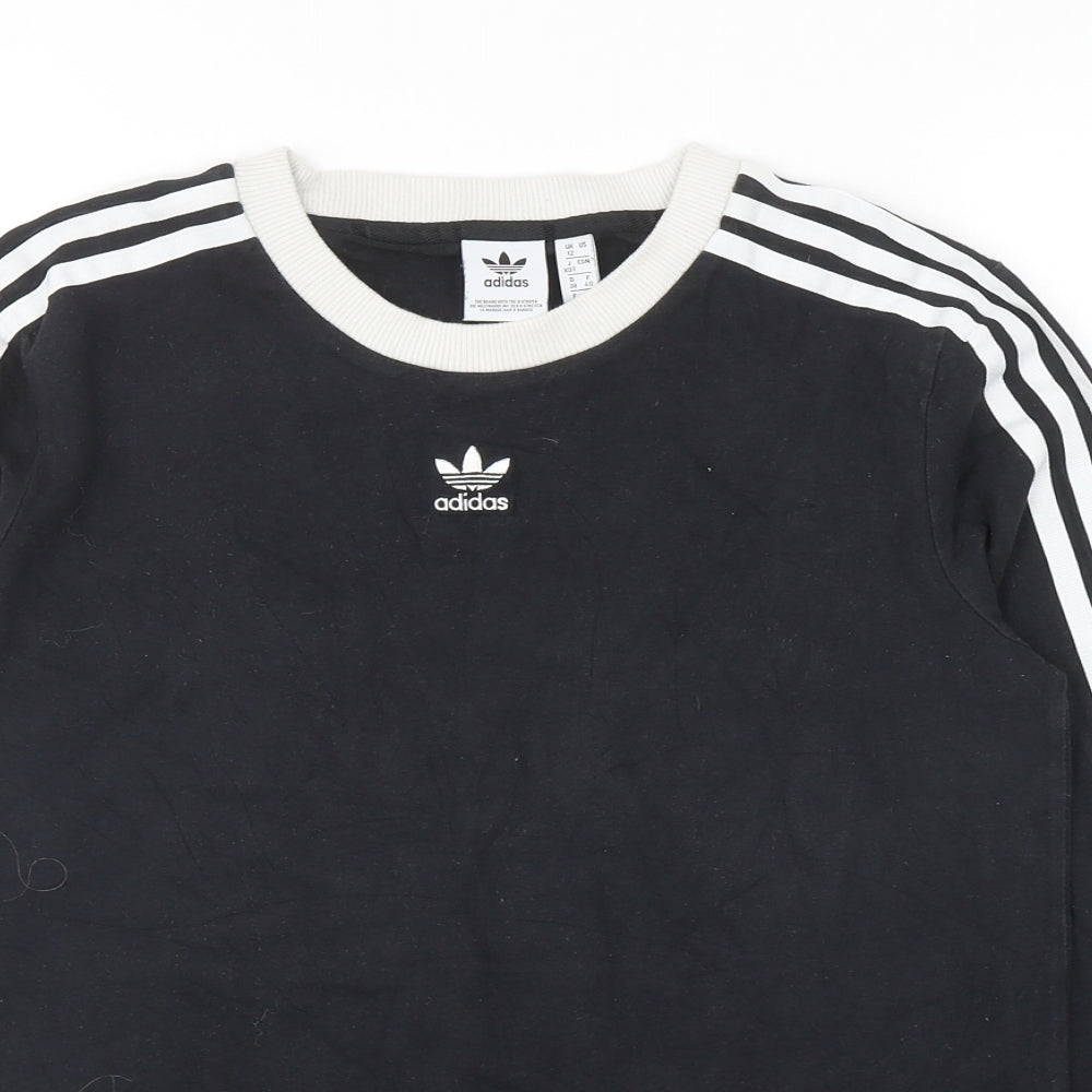 adidas Womens Black Cotton Basic T-Shirt Size 12 Round Neck