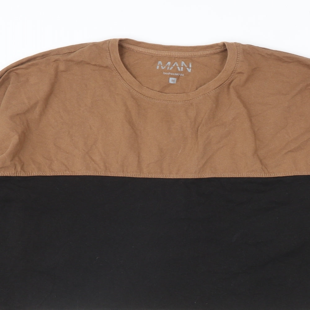 BoohooMAN Mens Multicoloured Colourblock Cotton T-Shirt Size M Round Neck