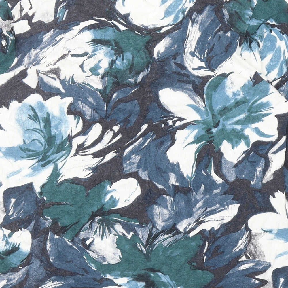 BHS Womens Multicoloured Geometric Viscose Basic T-Shirt Size 16 V-Neck