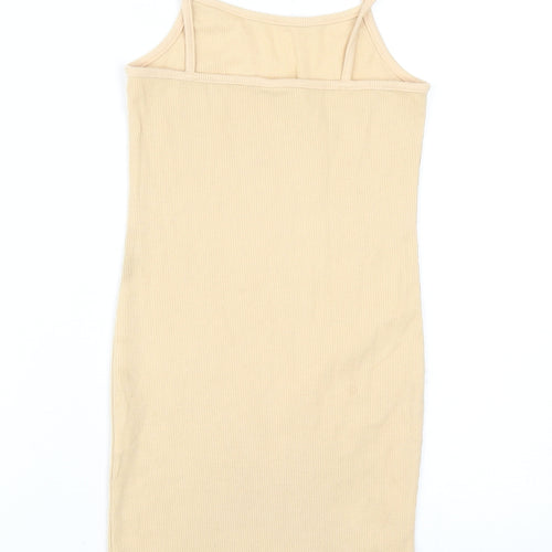 SheIn Girls Beige Polyester Tank Dress Size 9 Years Square Neck Pullover
