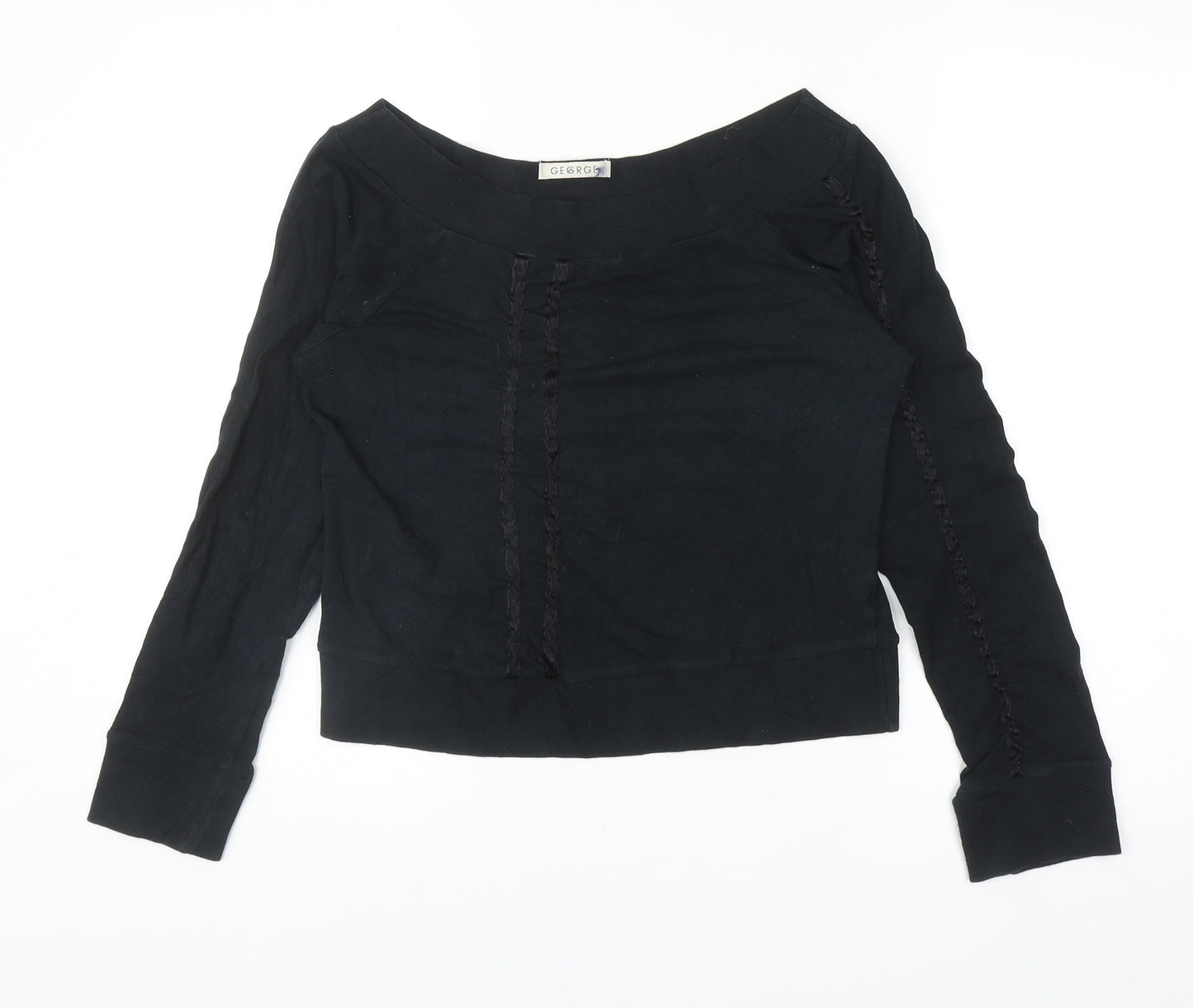 George Womens Black Cotton Basic T-Shirt Size 16 Boat Neck