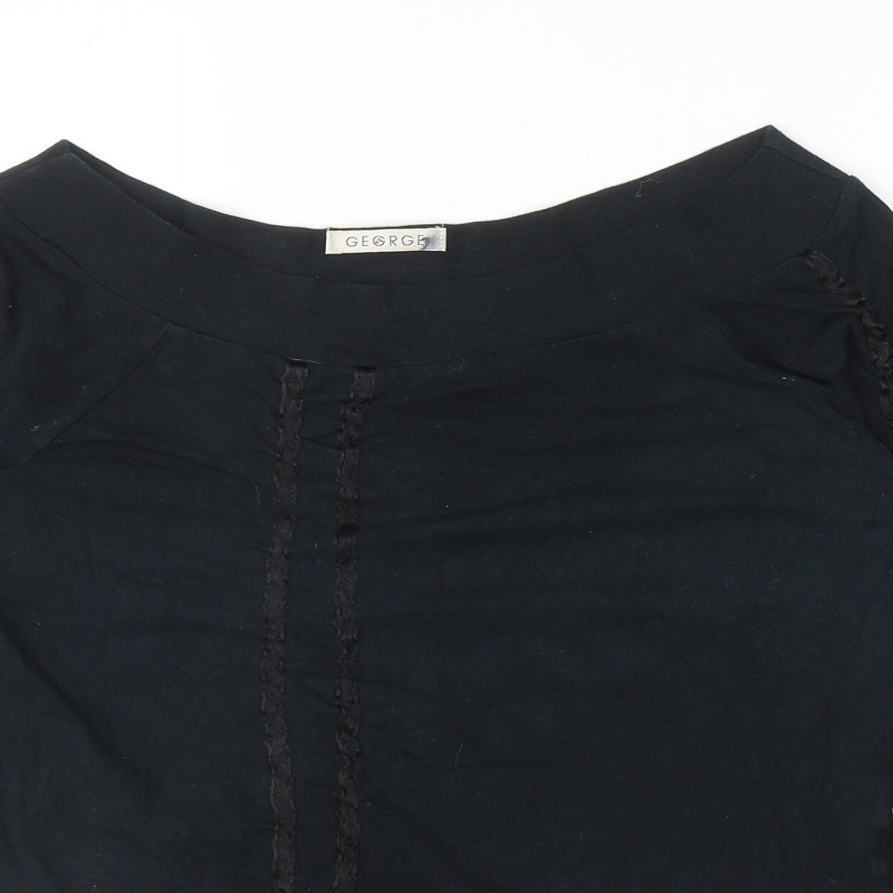 George Womens Black Cotton Basic T-Shirt Size 16 Boat Neck
