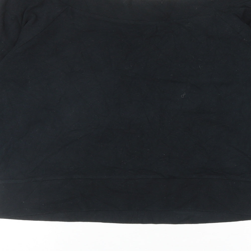 George Womens Black Cotton Basic T-Shirt Size 16 Boat Neck