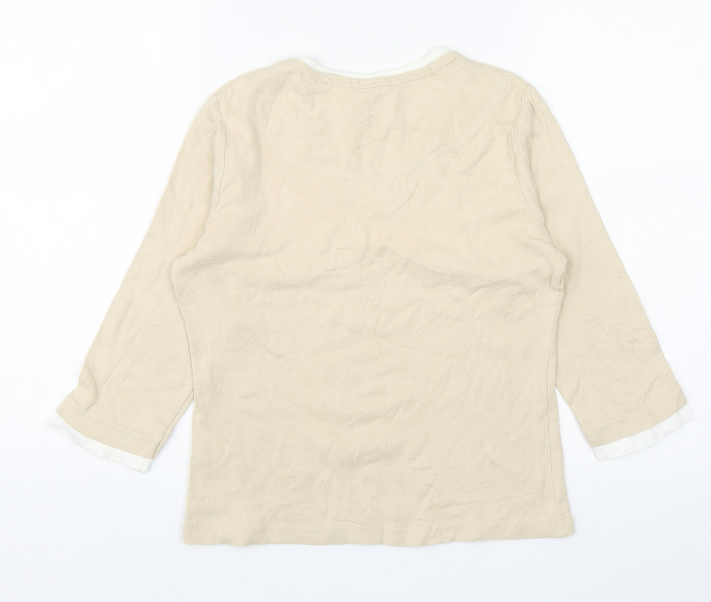 M&Co Womens Beige Cotton Basic T-Shirt Size S Round Neck