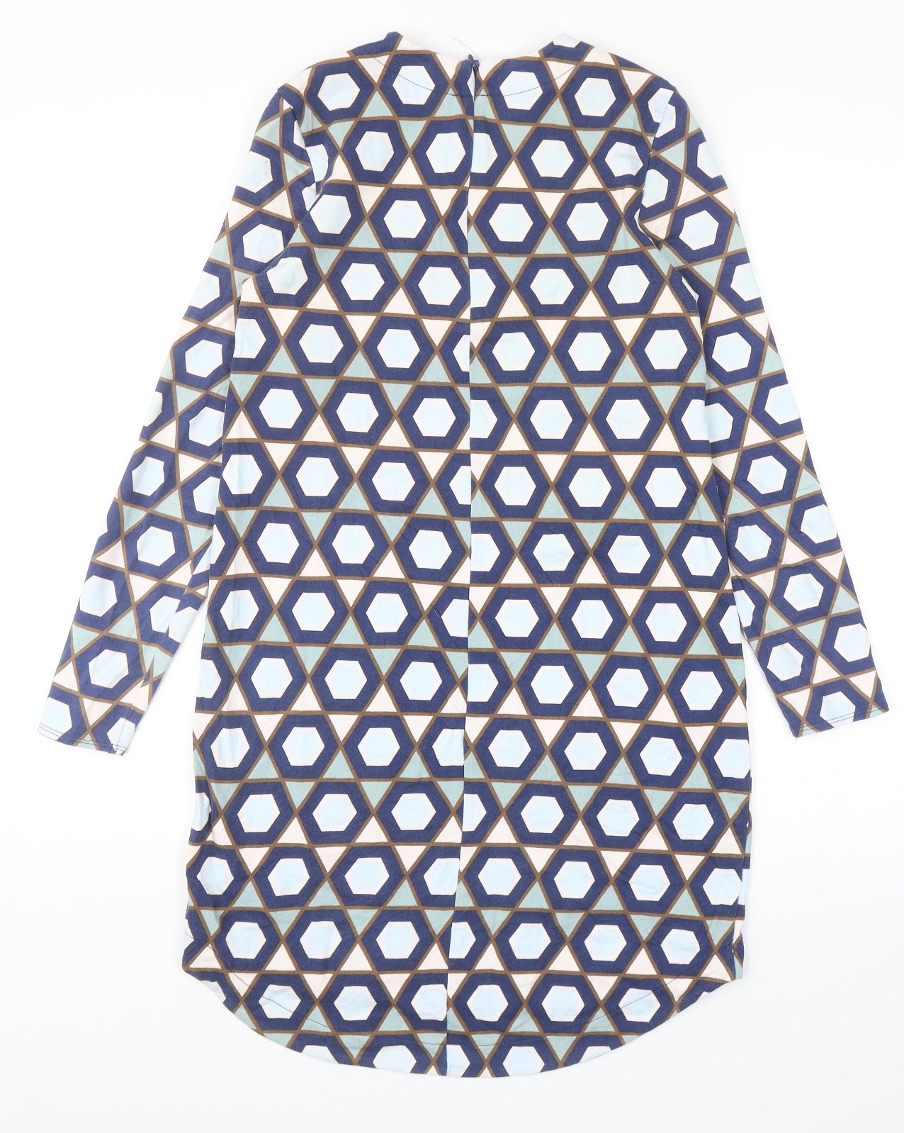 H&M Womens Multicoloured Geometric Cotton Mini Size XS Round Neck Zip