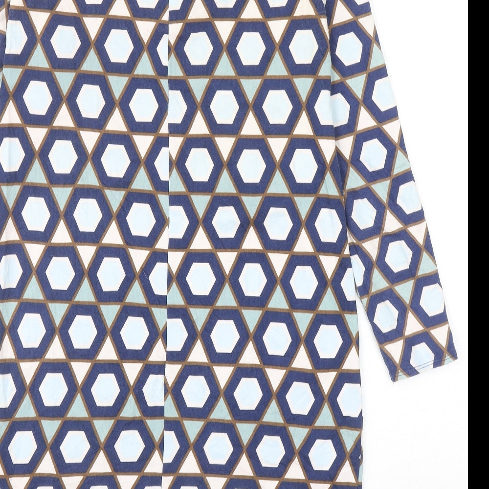 H&M Womens Multicoloured Geometric Cotton Mini Size XS Round Neck Zip