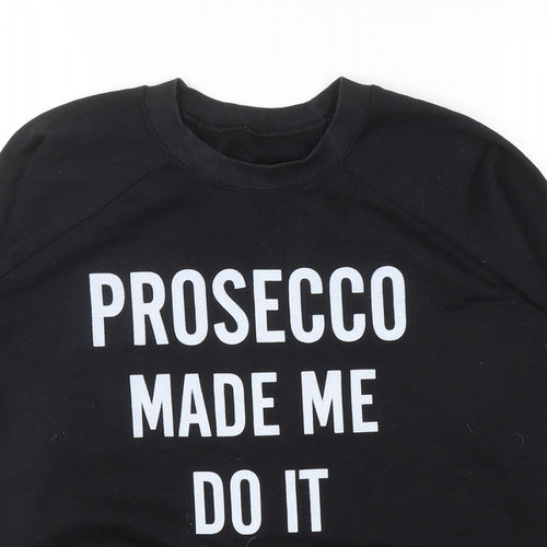 Preworn Womens Black Cotton Pullover Sweatshirt Size S Pullover - Prosecco Made Me Do It