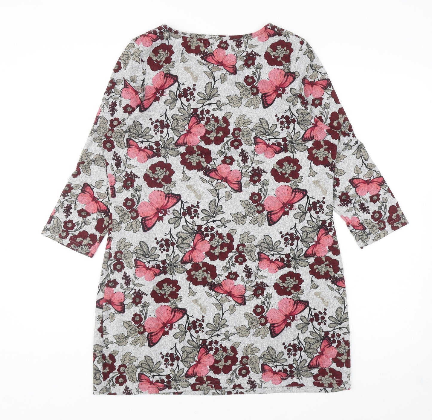 With Love Womens Multicoloured Boat Neck Floral Polyester Tunic Jumper Size 14 - Butterflies