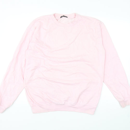 Stylewise Womens Pink Cotton Pullover Sweatshirt Size S Pullover