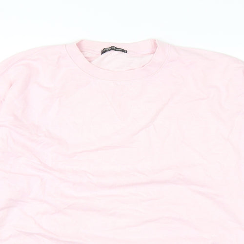 Stylewise Womens Pink Cotton Pullover Sweatshirt Size S Pullover
