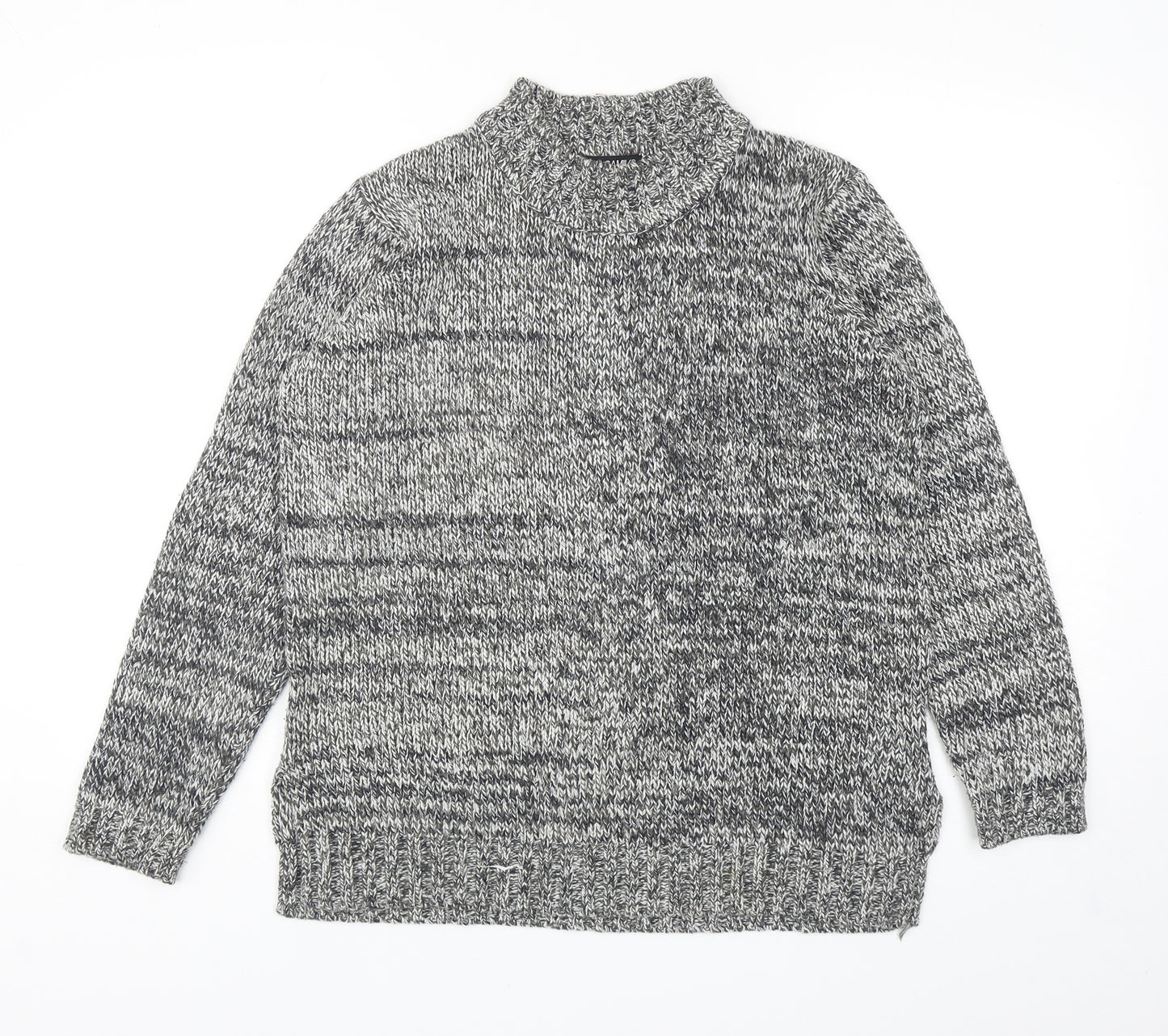 Balsamik Womens Grey Mock Neck Acrylic Pullover Jumper Size 10 - UK size 10-12