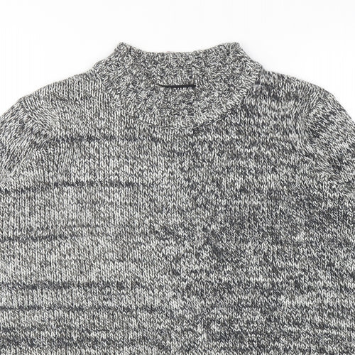 Balsamik Womens Grey Mock Neck Acrylic Pullover Jumper Size 10 - UK size 10-12