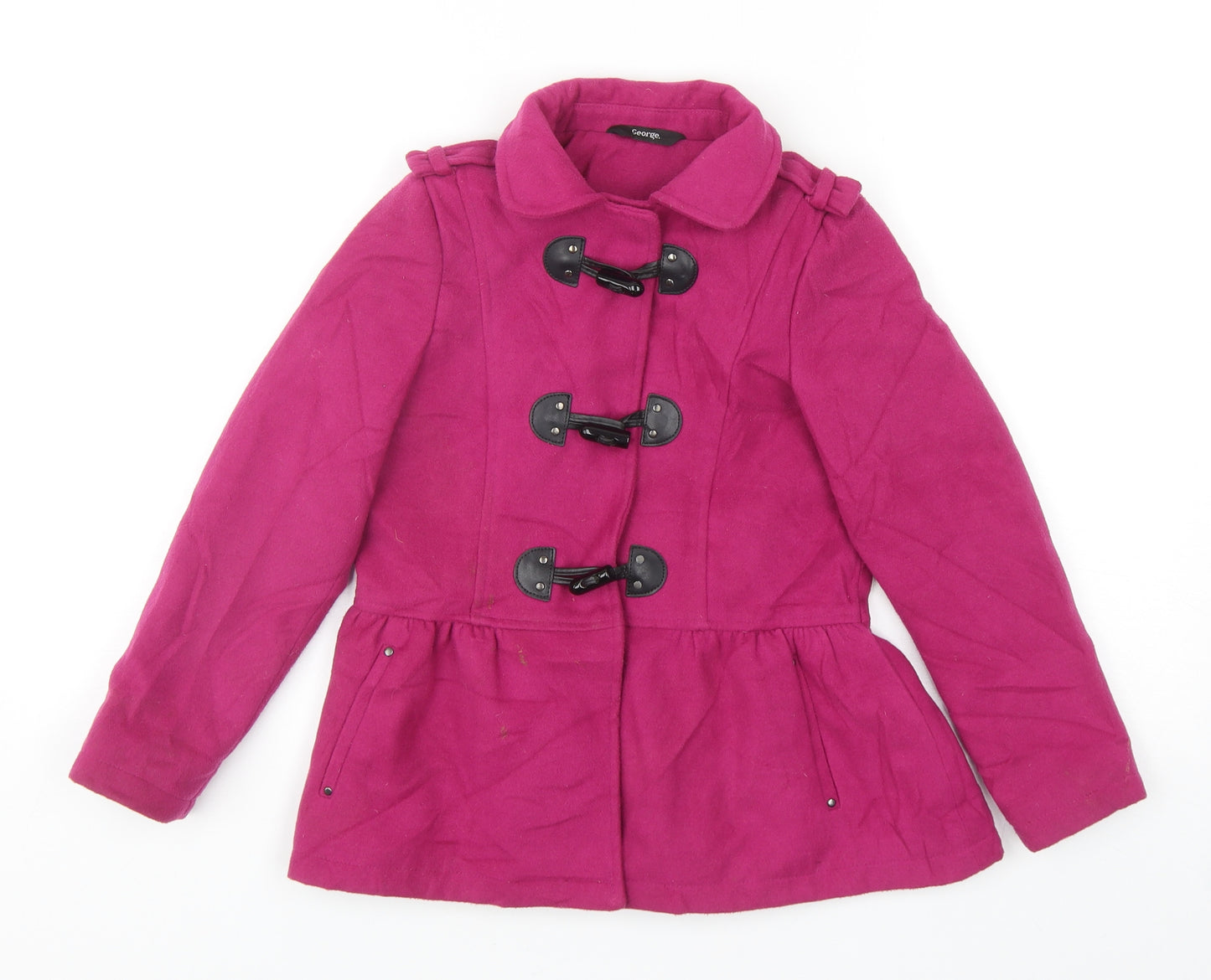 George Girls Pink Pea Coat Coat Size 7-8 Years Snap