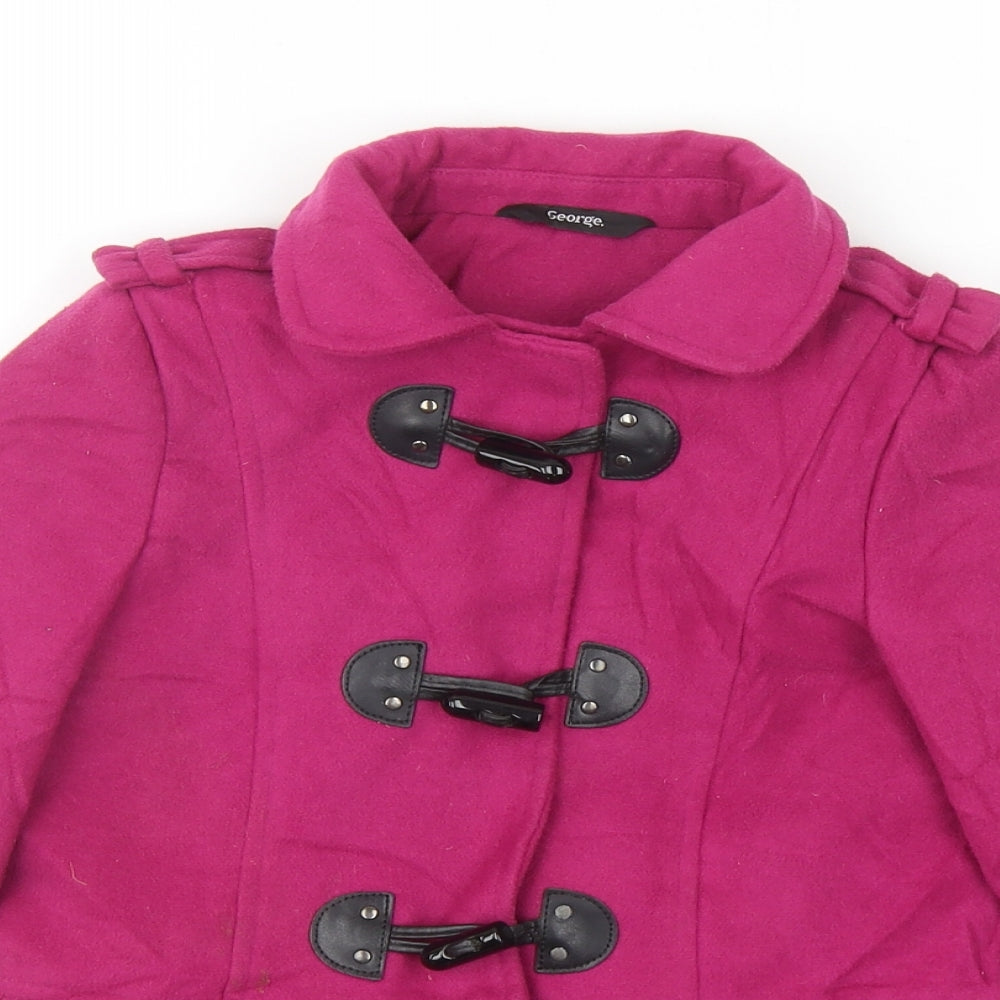 George Girls Pink Pea Coat Coat Size 7-8 Years Snap