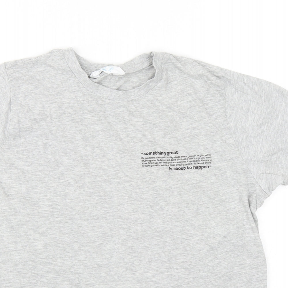 Primark Womens Grey Cotton Basic T-Shirt Size S Round Neck - Something Great Is About To Happen