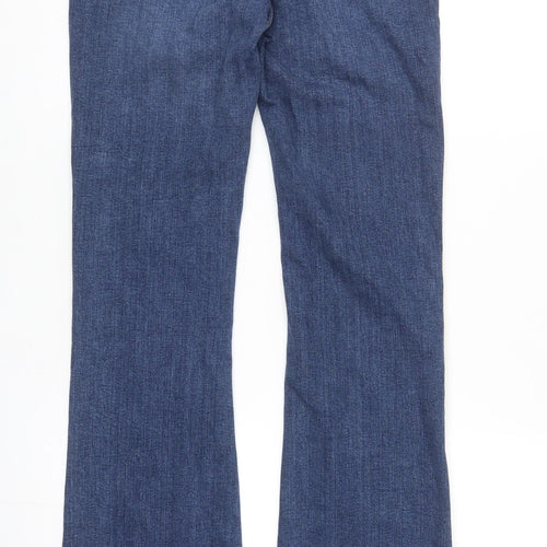 Zara Womens Blue Cotton Bootcut Jeans Size 10 L35 in Regular Zip