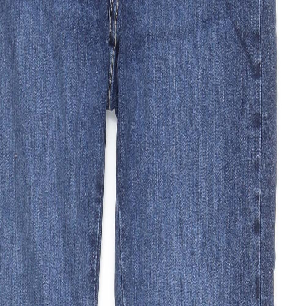 Zara Womens Blue Cotton Bootcut Jeans Size 10 L35 in Regular Zip
