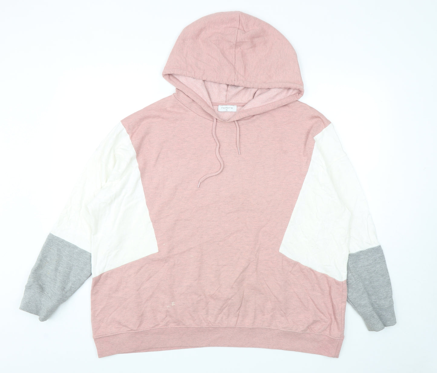 Papaya Womens Multicoloured Colourblock Cotton Pullover Hoodie Size XL Pullover