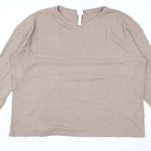 H&M Womens Brown Round Neck Polyester Pullover Jumper Size L