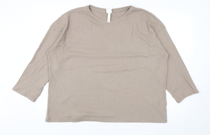 H&M Womens Brown Round Neck Polyester Pullover Jumper Size L