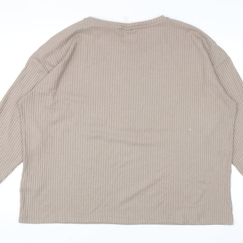H&M Womens Brown Round Neck Polyester Pullover Jumper Size L
