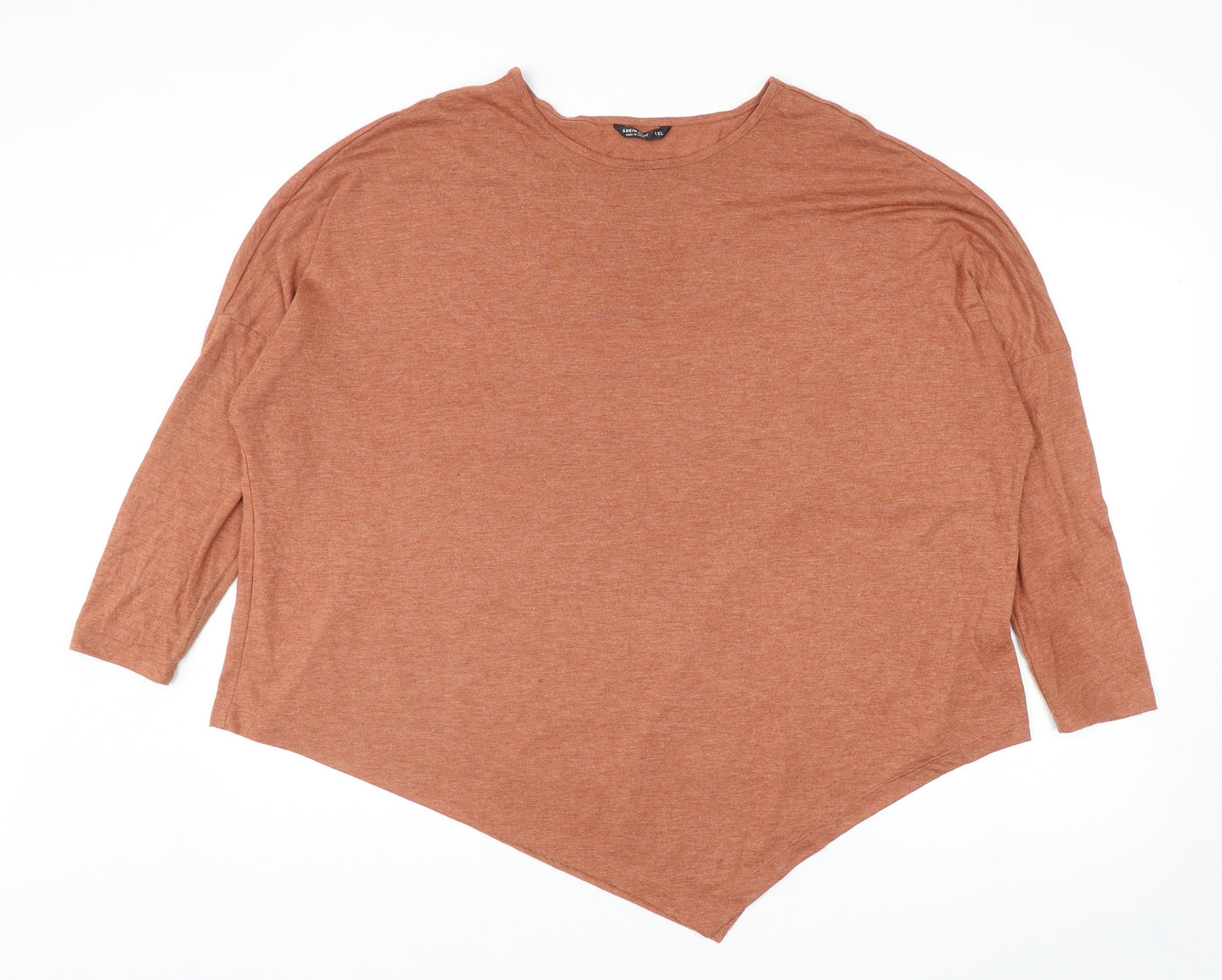 SheIn Womens Orange Polyester Basic T-Shirt Size XL Boat Neck
