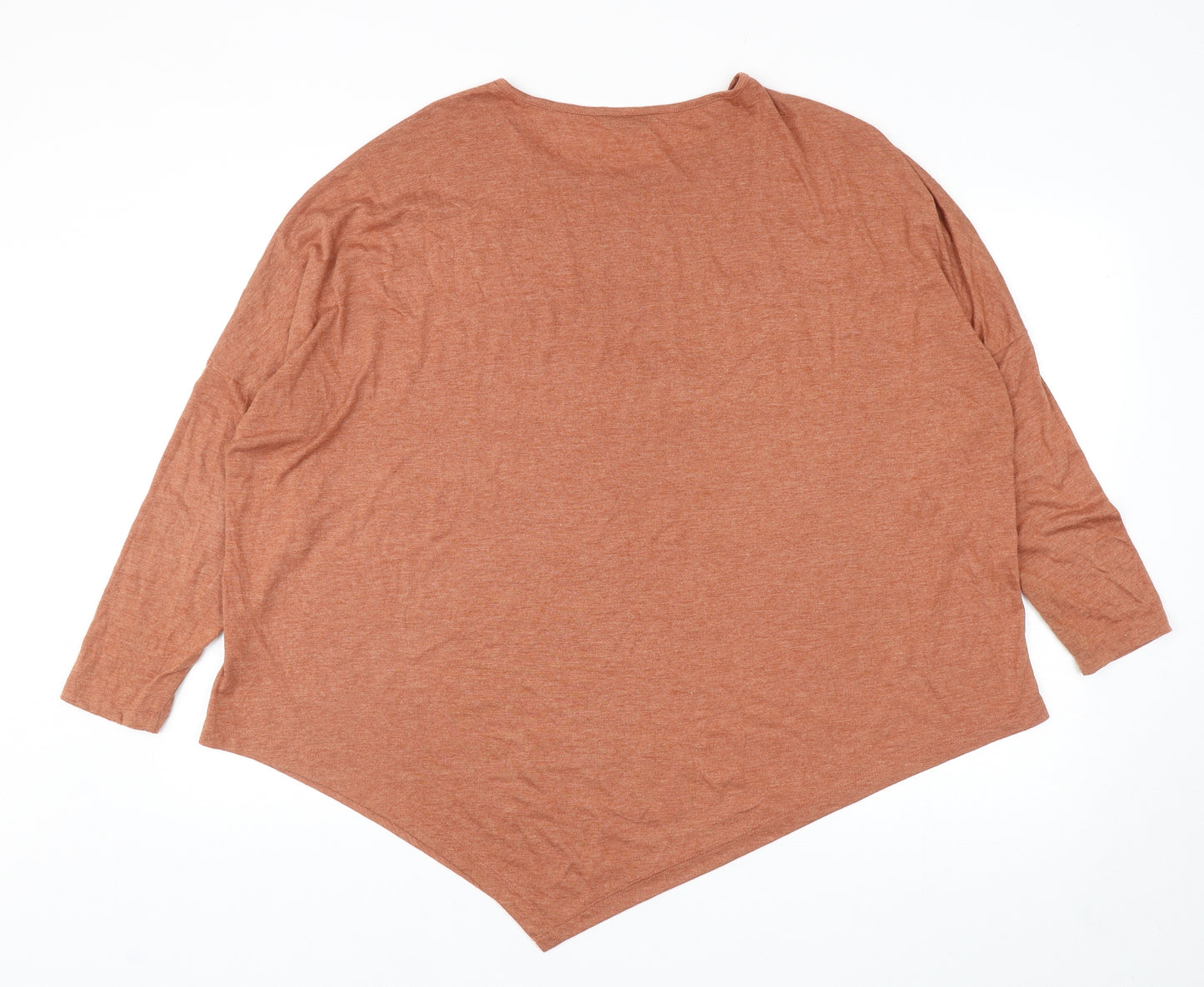 SheIn Womens Orange Polyester Basic T-Shirt Size XL Boat Neck