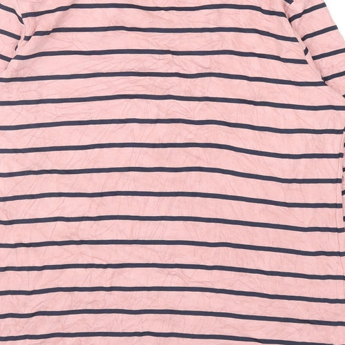 Fabrizio Womens Pink Striped Viscose Basic T-Shirt Size 14 Round Neck