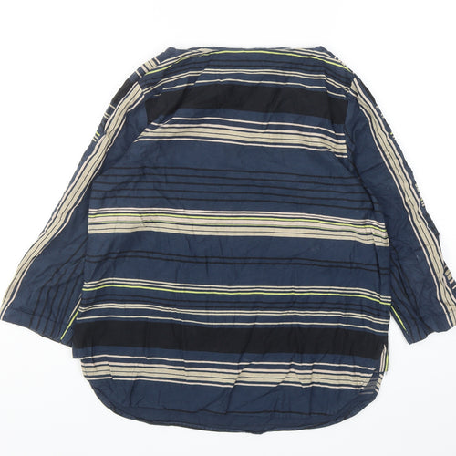 Monsoon Womens Multicoloured Striped Cotton Basic Blouse Size 10 Boat Neck