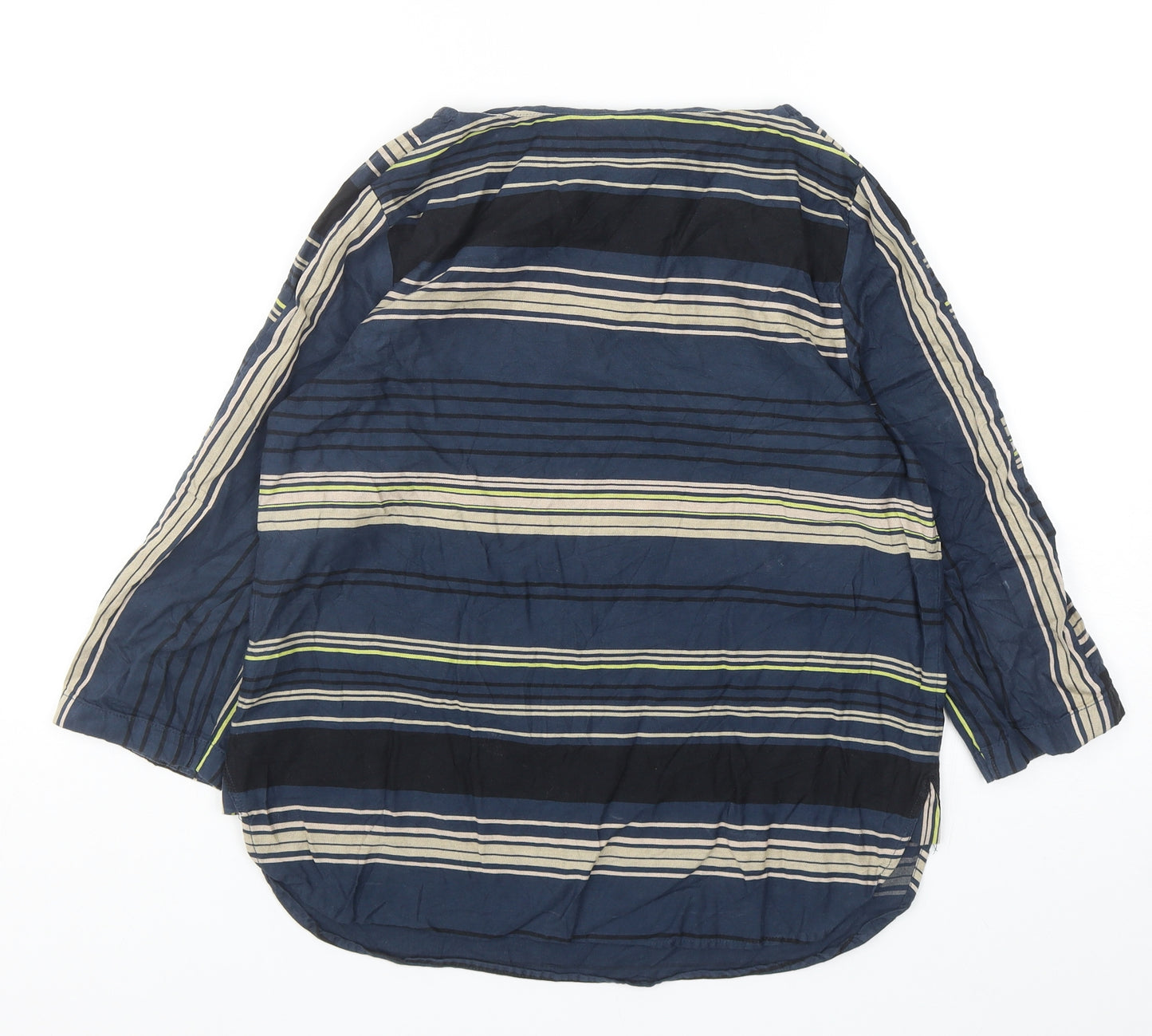 Monsoon Womens Multicoloured Striped Cotton Basic Blouse Size 10 Boat Neck