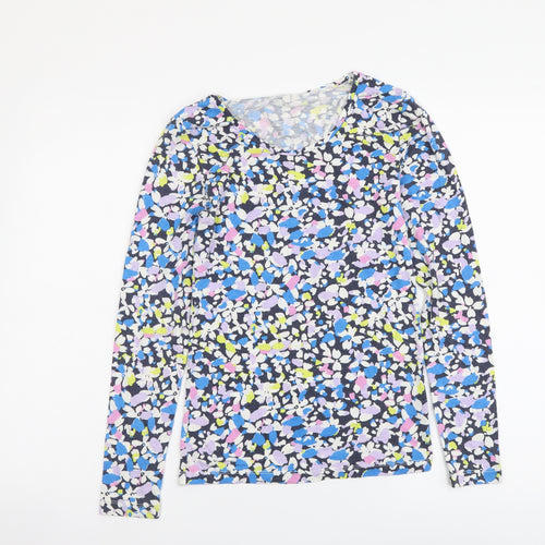 Marks and Spencer Womens Multicoloured Floral Viscose Basic T-Shirt Size 12 Round Neck