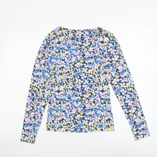 Marks and Spencer Womens Multicoloured Floral Viscose Basic T-Shirt Size 12 Round Neck